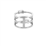 14K Gold Three Row Baguette Diamond Band