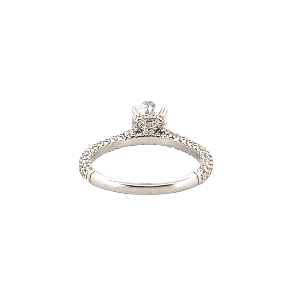 14K Gold 1.50 Carat Lab Grown Oval Diamond 3/4 3D Cathedral Engagement Ring