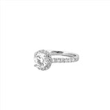 14K Gold 1.00 Carat Lab Grown Round Diamond Halo Cathedral Engagement Ring