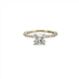 14K Gold 1.20 Carat Lab Grown Cushion Cut Diamond Single Prong Under Halo Engagement Ring