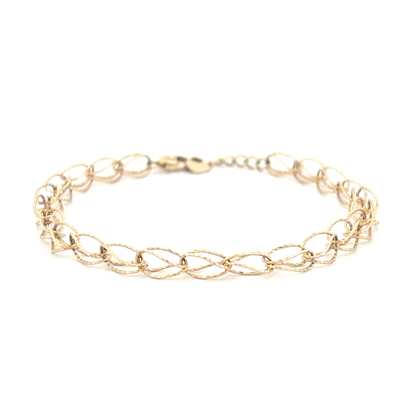 14K Gold Thin Fashion Diamond Cut Bracelet