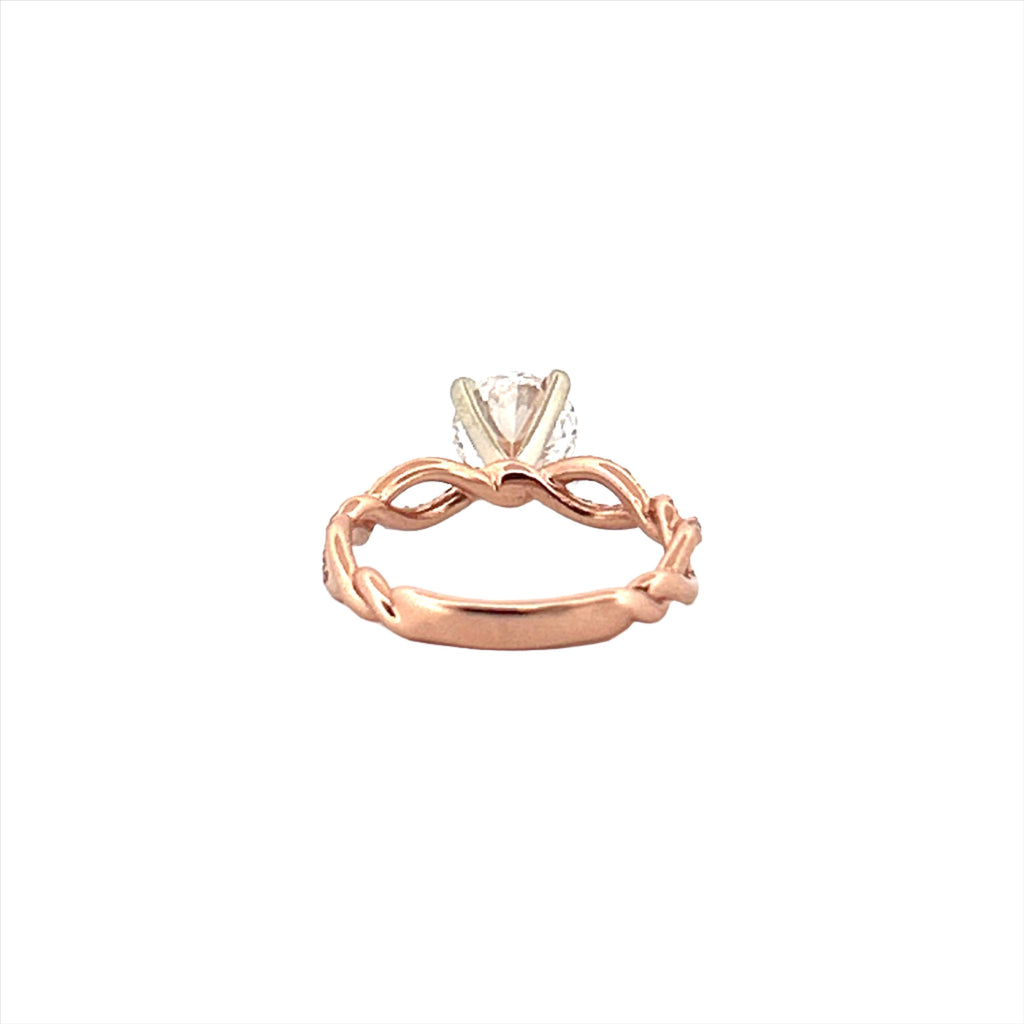 14K Gold 1.00 Carat Lab Grown Round Twisted Shank Engagement Ring