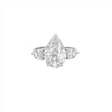 14K Gold Three Stone Cluster Pear Shape Diamond Engagement Ring