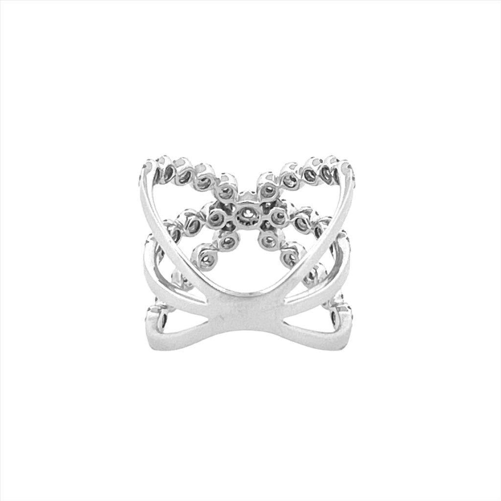 14K Gold Six Row Wrapped Diamond Halo Fashion Ring