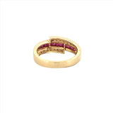 14K Gold Wrapped Channel Diamond and Ruby Band