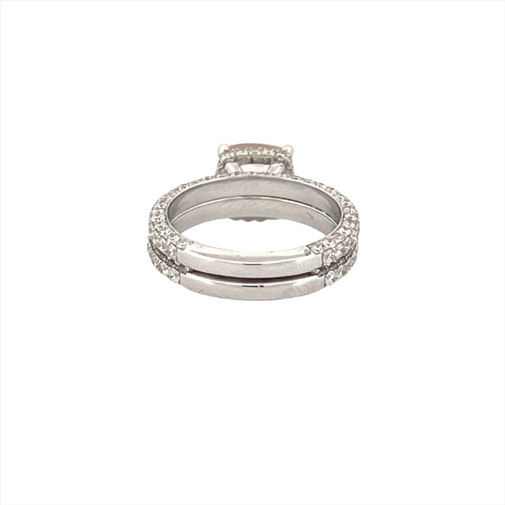 14K Gold 2.00 Carat Cushion Morganite 3D Engagement Set
