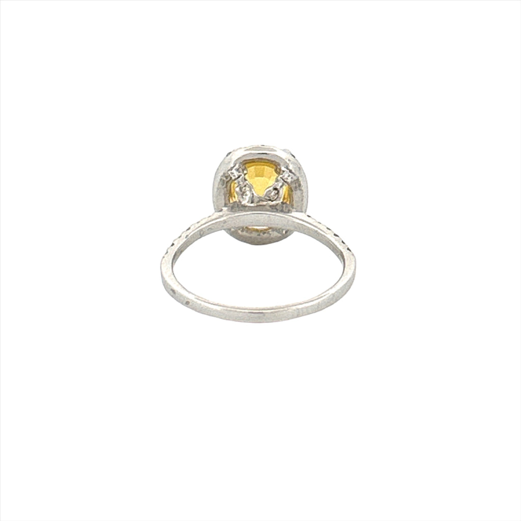 14K Gold 2.00 Carat Oval Yellow Sapphire Diamond Halo Engagement Ring