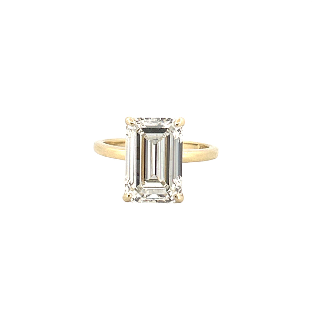 14K Gold 7.00 Carat Emerald Cut Lab Grown Diamond Solitaire Engagement Ring