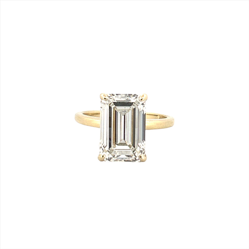 14K Gold 7.00 Carat Emerald Cut Lab Grown Diamond Solitaire Engagement Ring