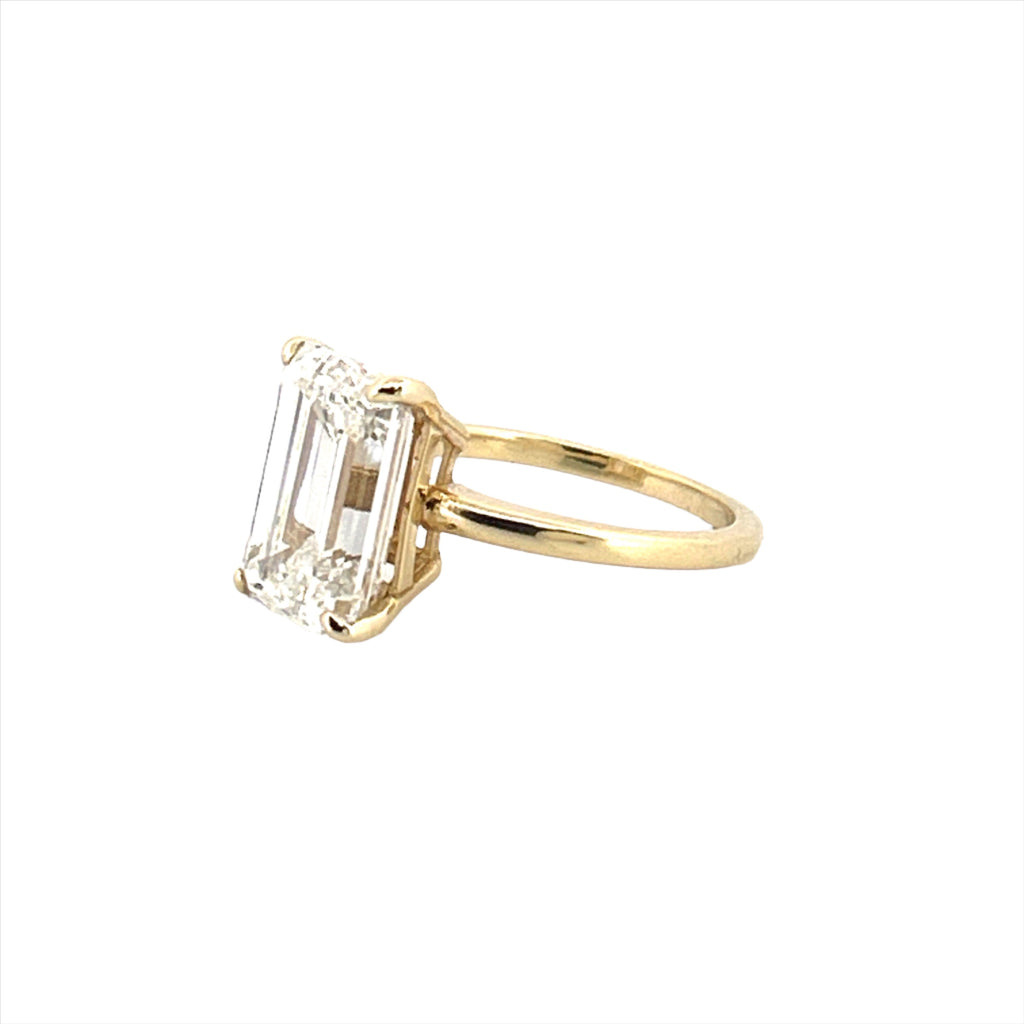 14K Gold 7.00 Carat Emerald Cut Lab Grown Diamond Solitaire Engagement Ring
