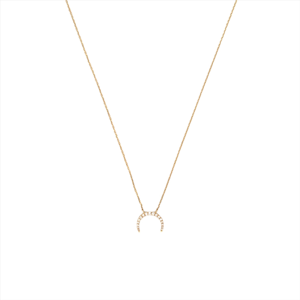 14K Gold South Crescent Diamond Pendant Necklace