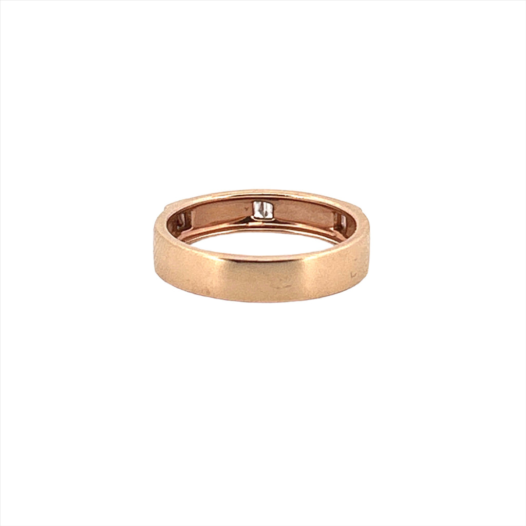 14K Gold Three Baguette Diamond Raised Bezel Band