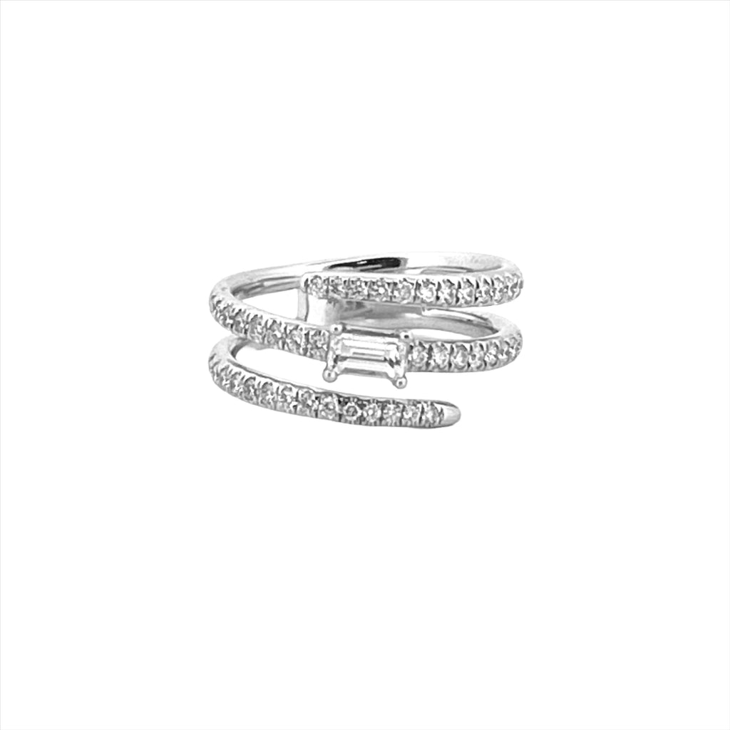 14K Gold Three Row Wrapped Diamond Band