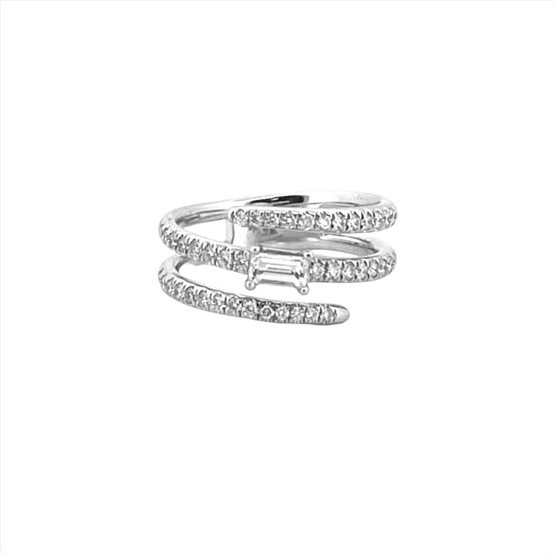 14K Gold Three Row Wrapped Diamond Band