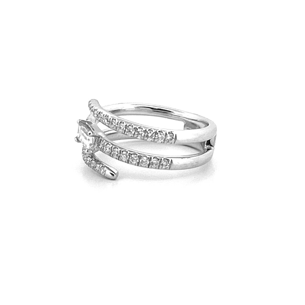 14K Gold Three Row Wrapped Diamond Band