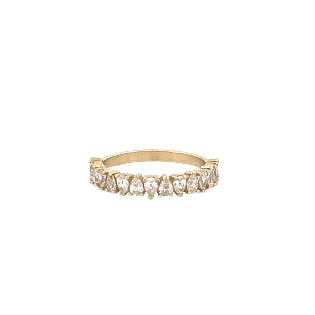 14K Gold Pear Alternate 3MM Band Half Eternity