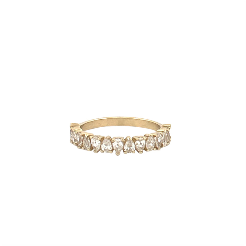 14K Gold Pear Alternate 3MM Band Half Eternity