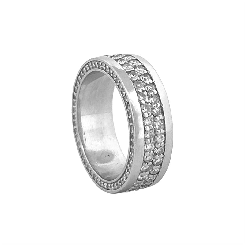 14K Gold Two Row Channel Set Mens Diamond Band w/ Diamond Walls