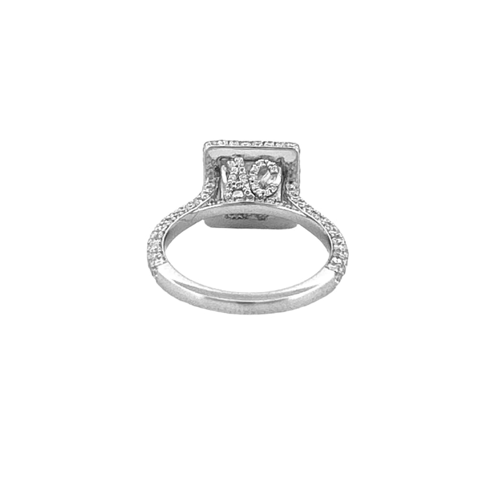 14K Gold 1.50 Carat Lab Grown Princess Two Initial 3D Cathedral Halo Engagement Ring