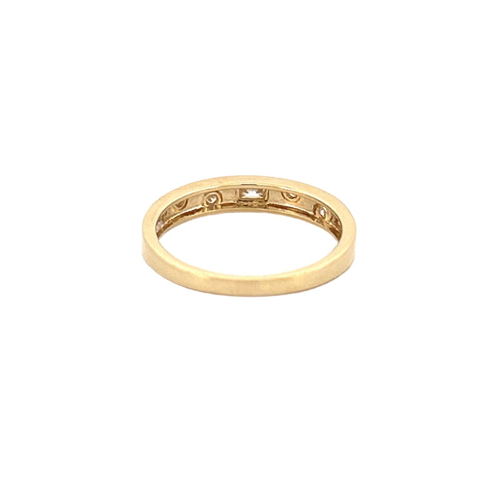 14K Gold Spaced Baguette and Round Diamond Fashion Band
