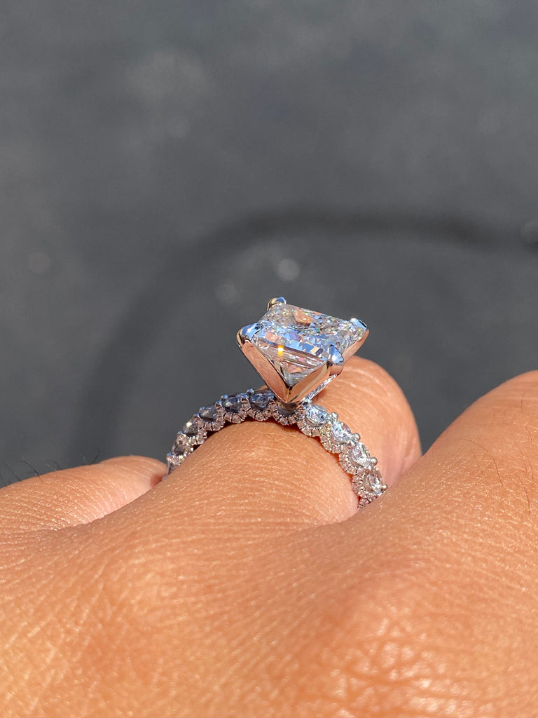 14K Gold 5.00 Carat Lab Grown Radiant Diamond U Prong Engagement Ring