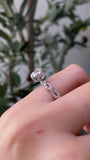 14K White Gold 2.00 Carat Lab Grown Round Diamond Twist Under Halo Engagement Ring