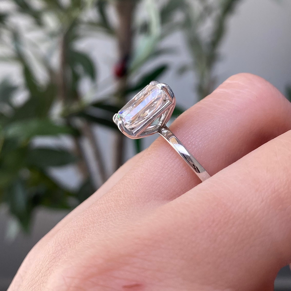 14K Gold 5.00 Carat Lab Grown Radiant Diamond Solitaire Engagement Ring