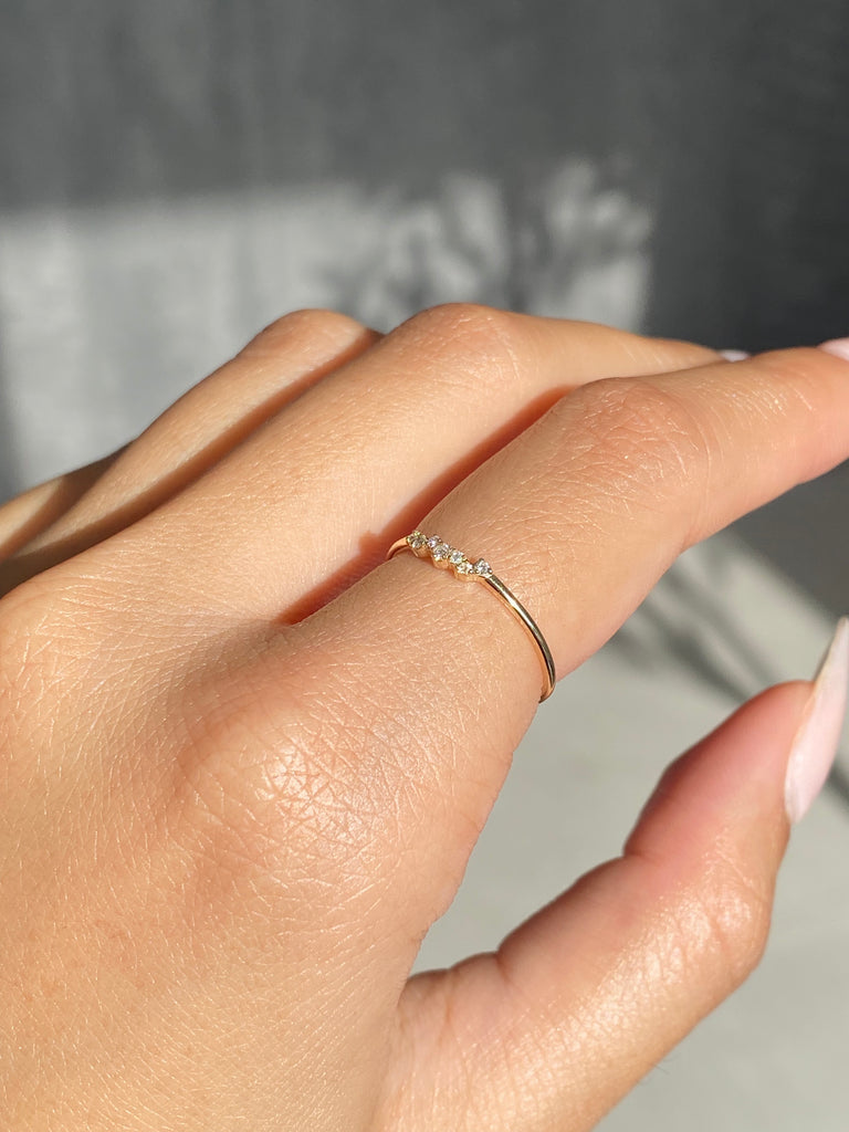 14K Gold Thin Cluster Diamond Band