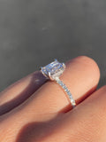 14K Gold 1.50 Carat Lab Grown Radiant Diamond Under Halo Engagement Ring