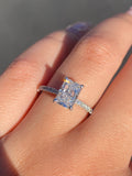 14K Gold 1.50 Carat Lab Grown Radiant Diamond Under Halo Engagement Ring