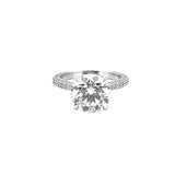 14K Gold 3.00 Carat Round Cut Lab Grown Diamond 3D Engagement Ring w/ Diamond Prongs