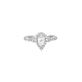 14K Gold Natural Pear Halo Cathedral Halo Engagement Ring w/ Marquise & Round Setting