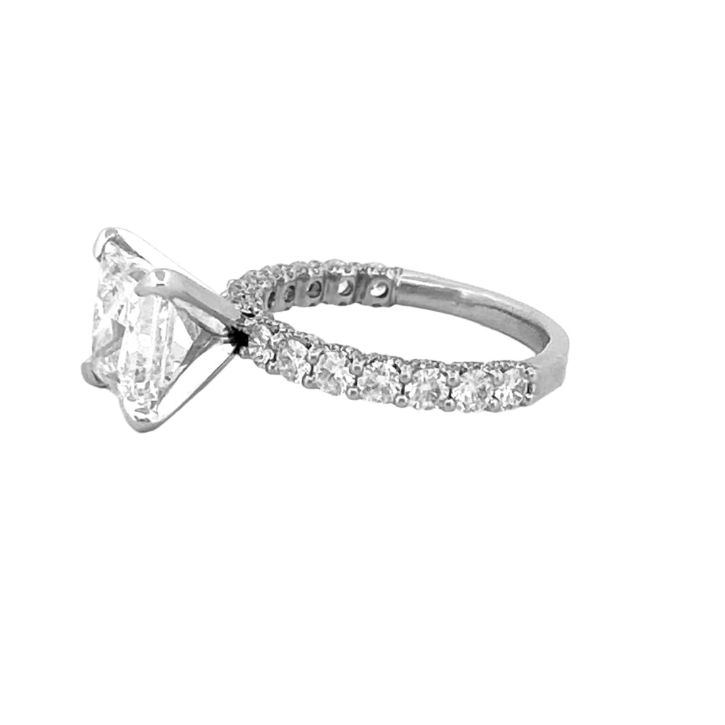 14K Gold 5.00 Carat Lab Grown Radiant Diamond U Prong Engagement Ring