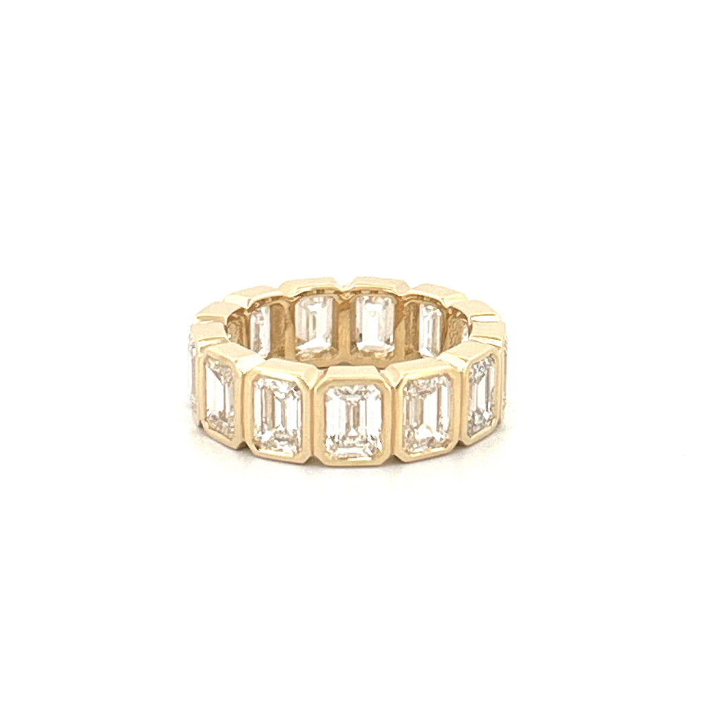 14K Gold 6.4MM Emerald Bezel Lab Grown Diamond Fashion Band