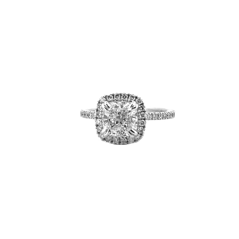14K Gold 2.00 Carat Lab Grown Cushion Diamond Halo Engagement Ring