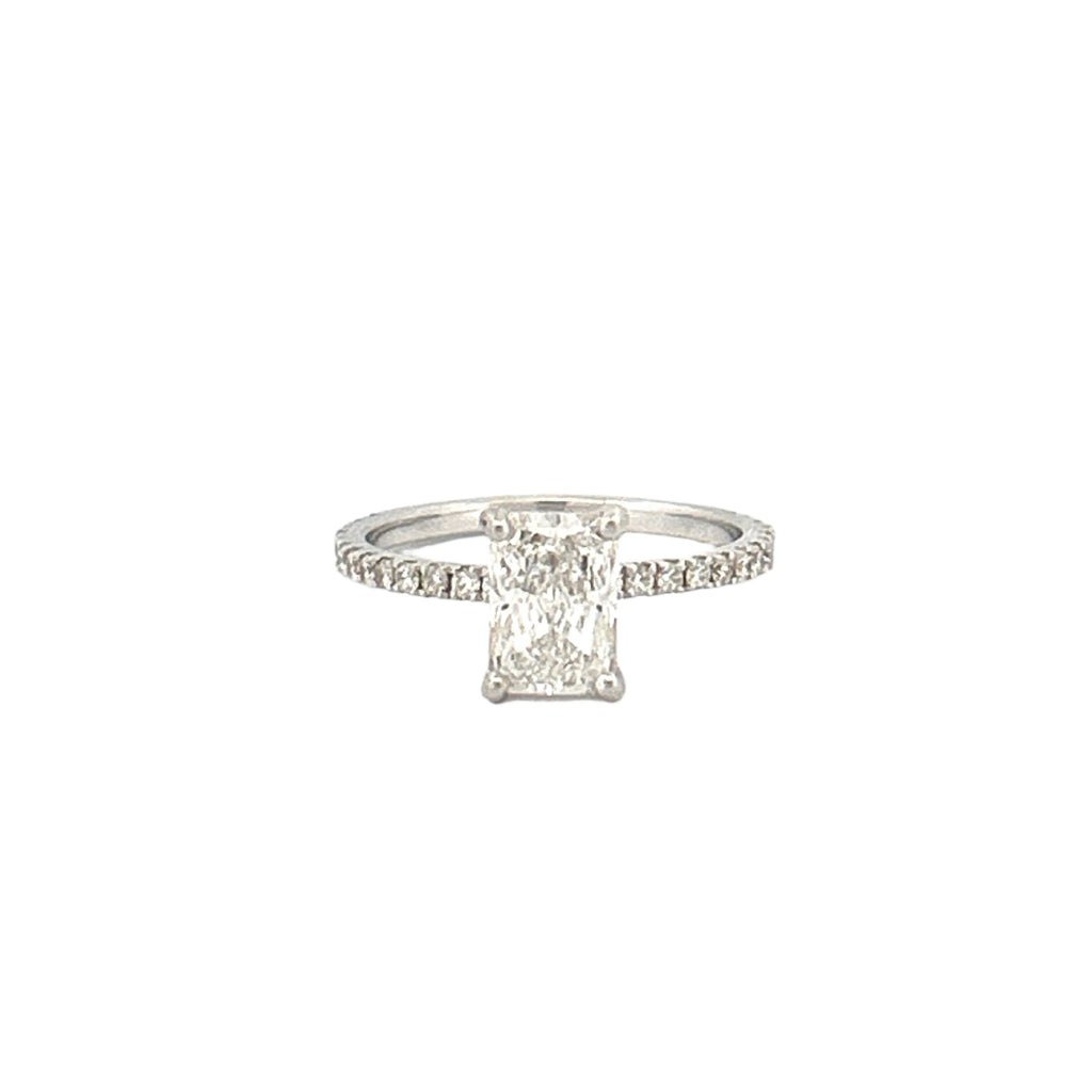 14K Gold 1.50 Carat Lab Grown Radiant Diamond Under Halo Engagement Ring
