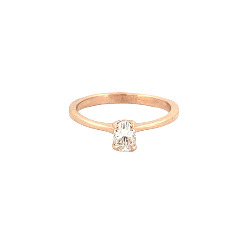 14K Gold 0.30 Carat Oval Solitaire Moissanite Ring