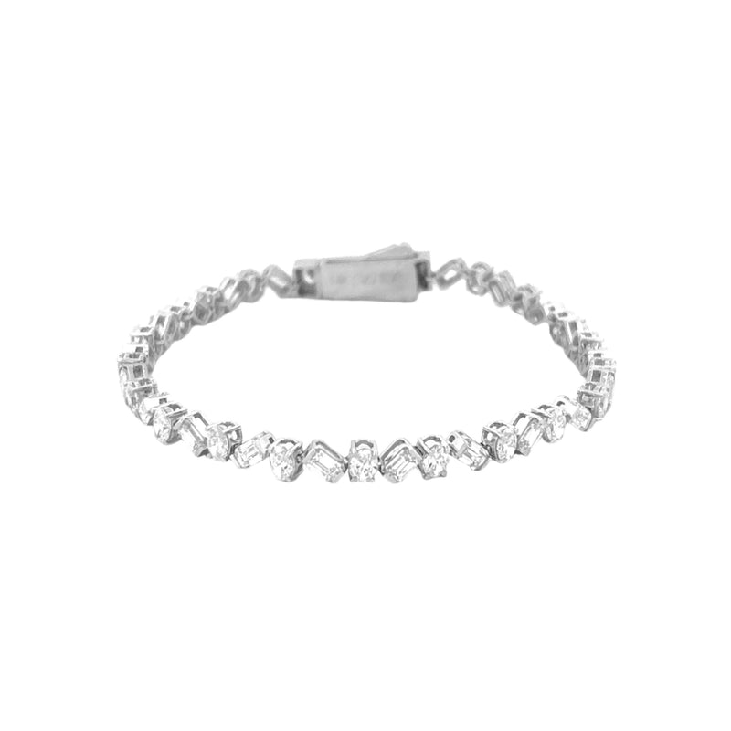 14K Gold Lab Grown Oval and Baguette Diamond Tennis Bracelet