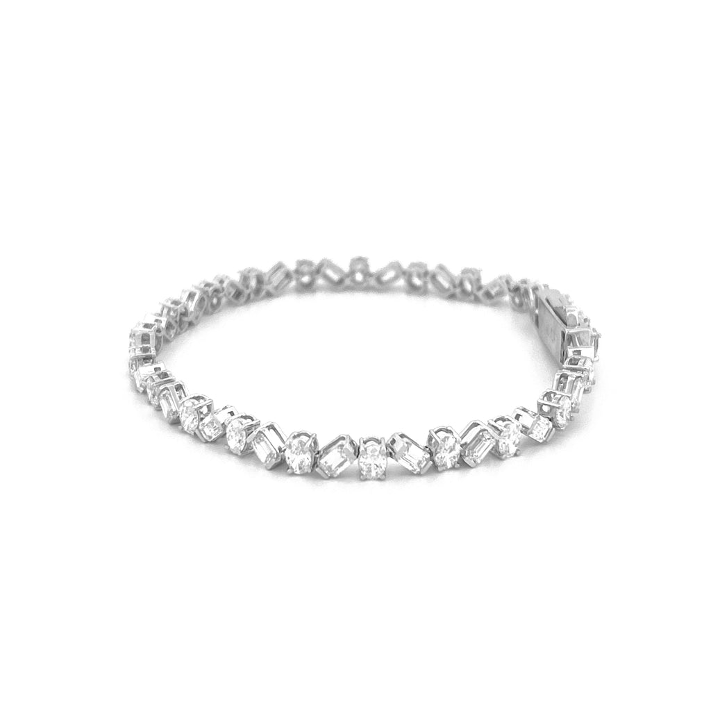 14K Gold Lab Grown Oval and Baguette Diamond Tennis Bracelet