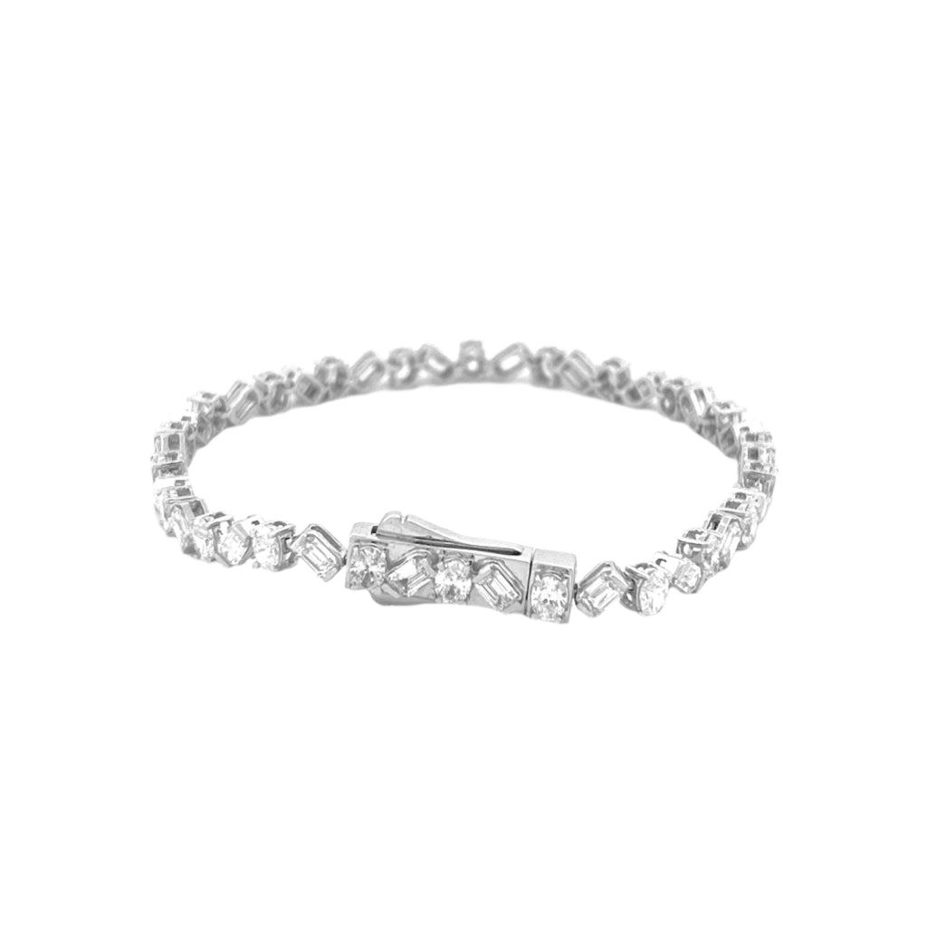 14K Gold Lab Grown Oval and Baguette Diamond Tennis Bracelet
