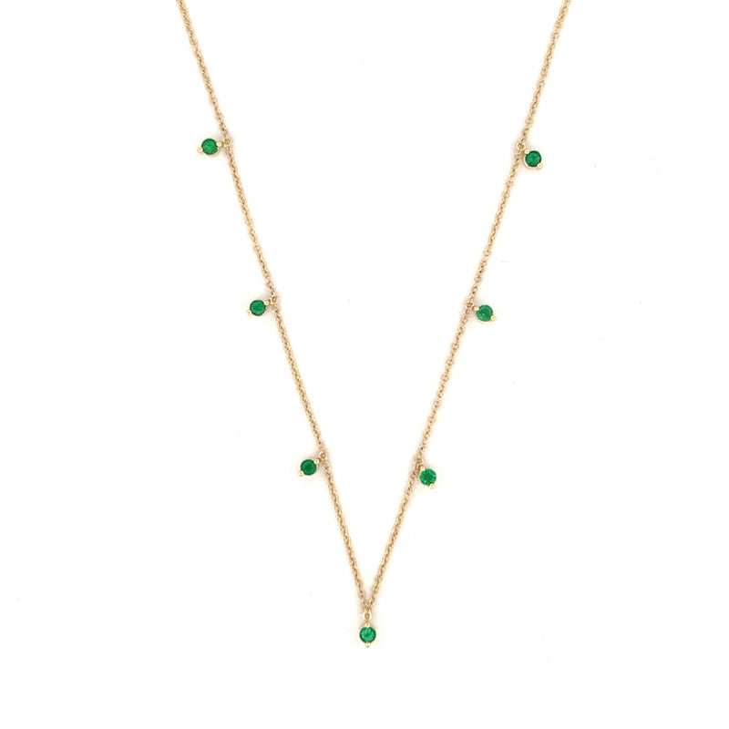 14K Gold Emerald Bezel By the Yard Necklace