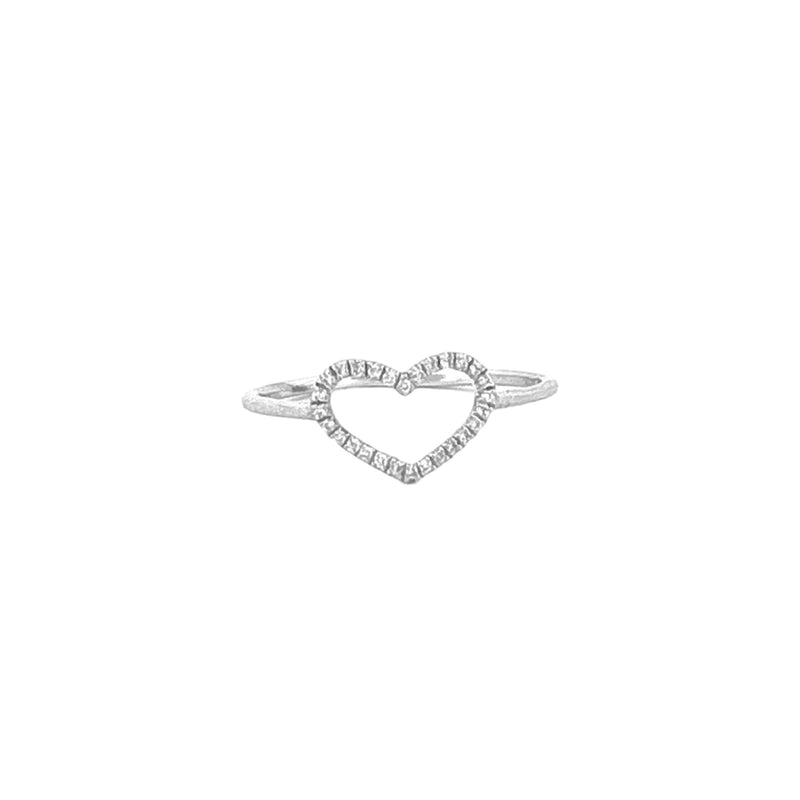 14K Gold Open Wide Heart Diamond Ring