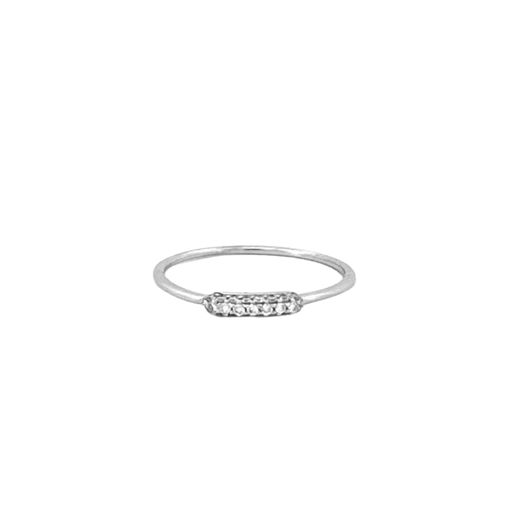 14K Gold Small Diamond Bar Ring