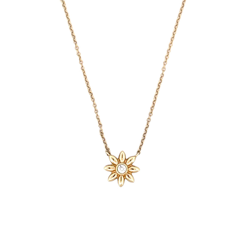 14K Gold Flower Diamond Necklace