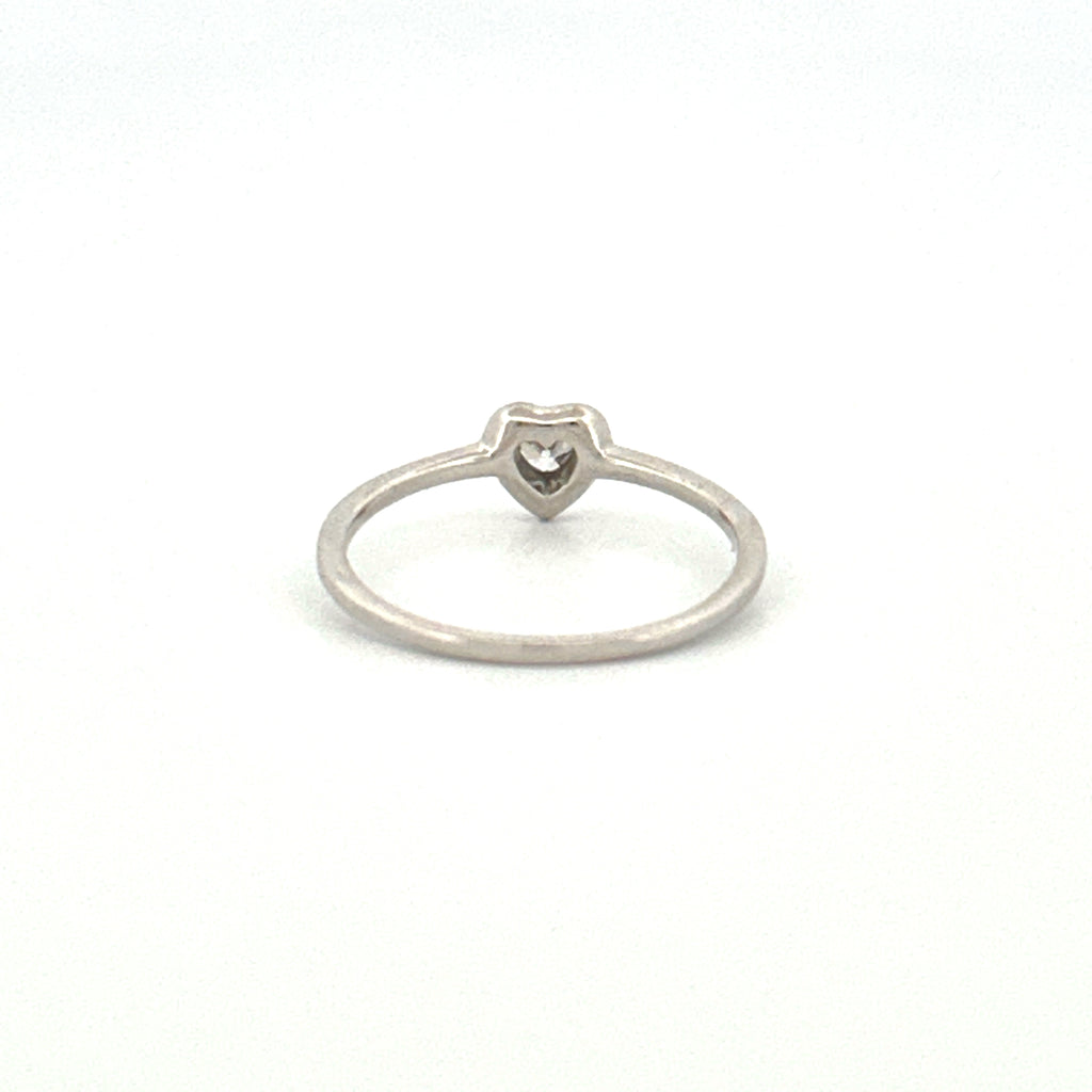 14K Gold Thick Bezel Heart Diamond Band