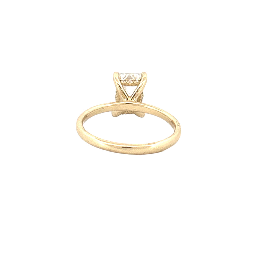 14K Gold 2.00 Carat Emerald Lab Grown Diamond Under Halo Basket Setting Engagement Ring