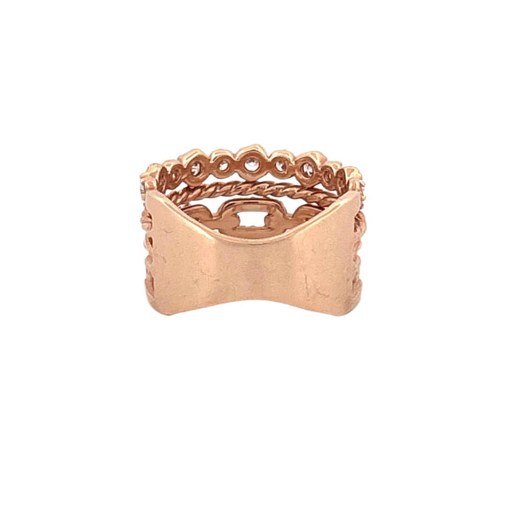 14K Gold Four Style Row Diamond Band