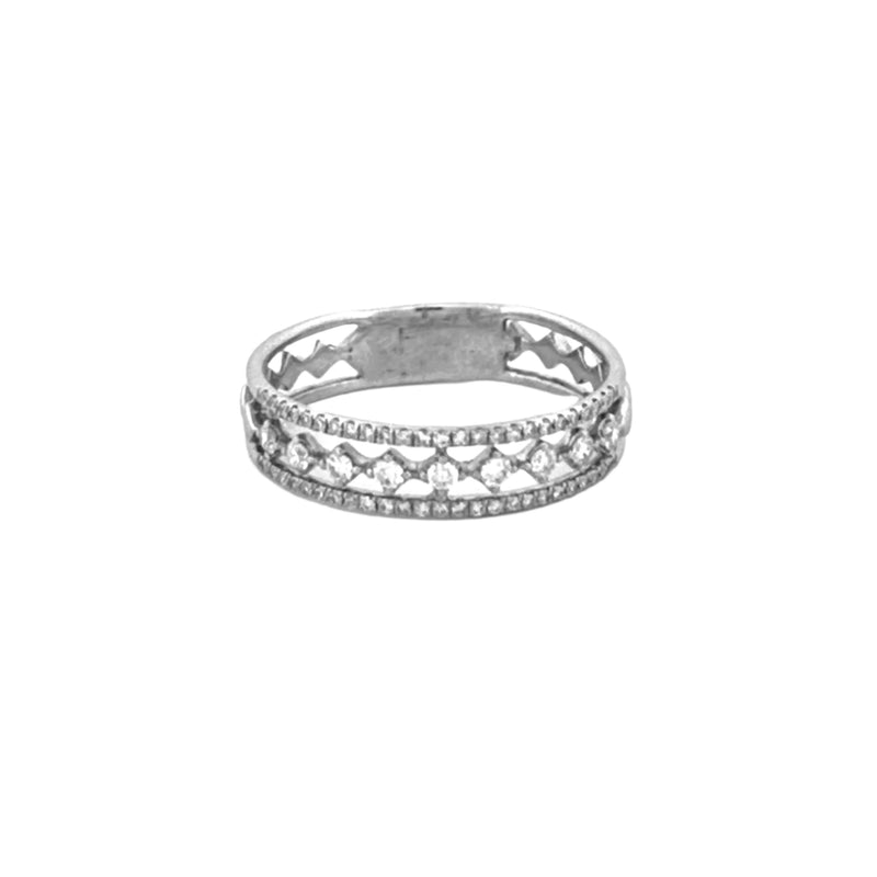 14K Gold Three Row Open Diamond Band