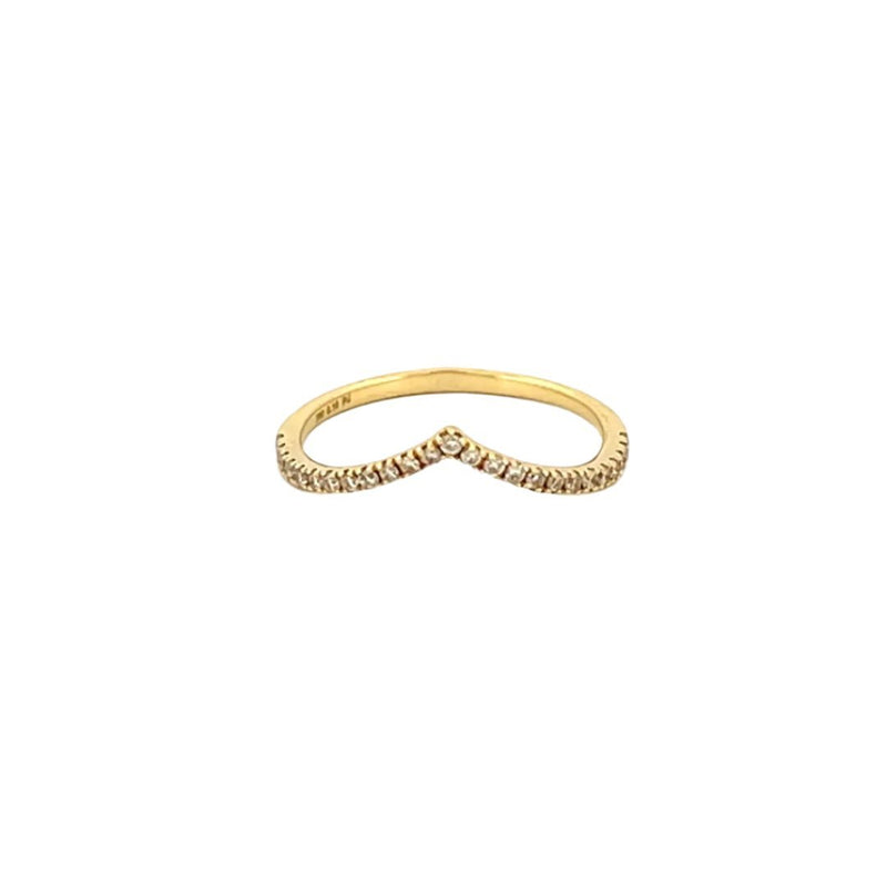 14K Gold V Crown Diamond Band