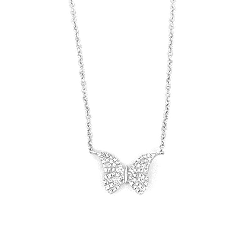 14K Gold Pavé Fashion Butterfly Diamond Pendant Necklace